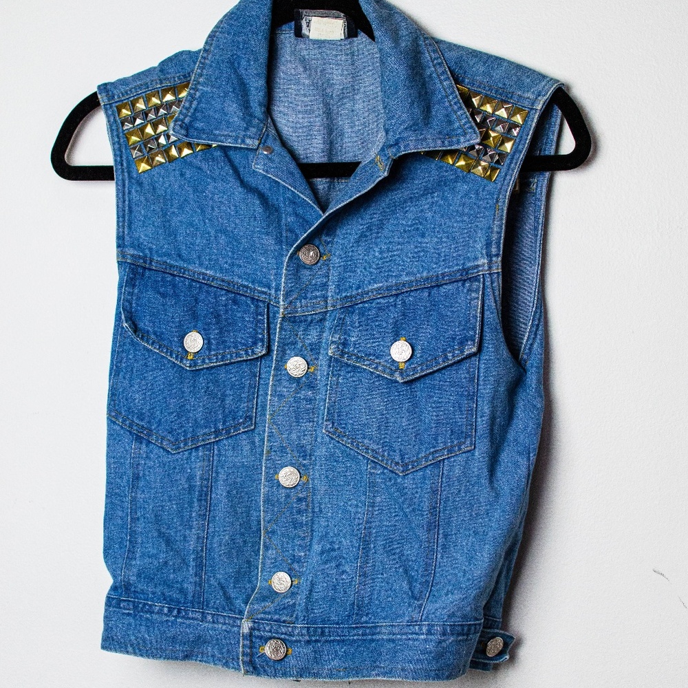 Studded Jean Vest